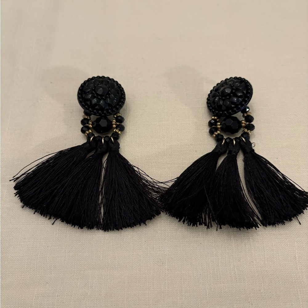 Elegant Black Tassel Earrings